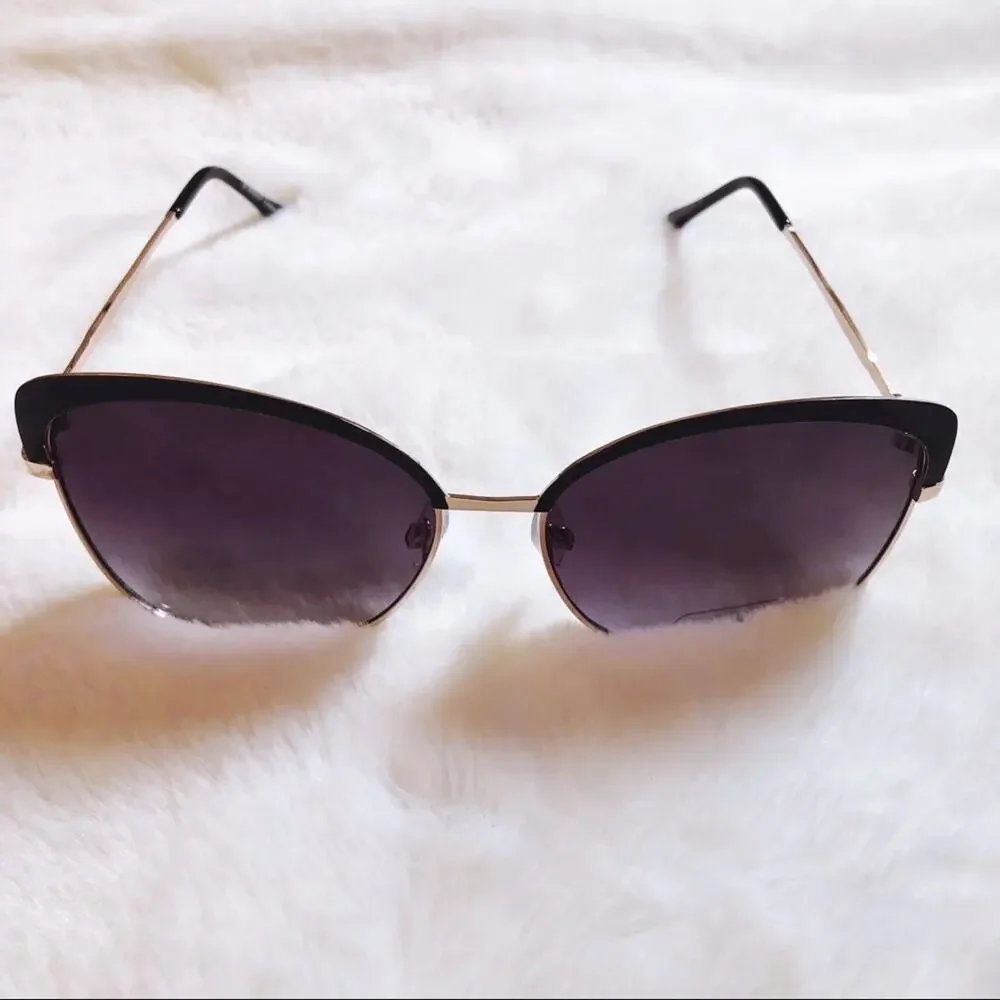 Robbie Black Full Rim Retro Cat Eye Sunglasses